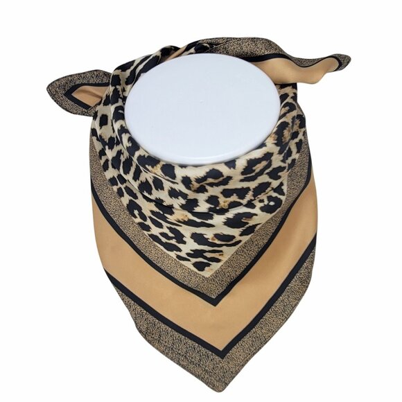 ⭐Elegant Bandana Square Scarf Silky Satin Vintage Animal Print Leopard Wrap New - Picture 2 of 9